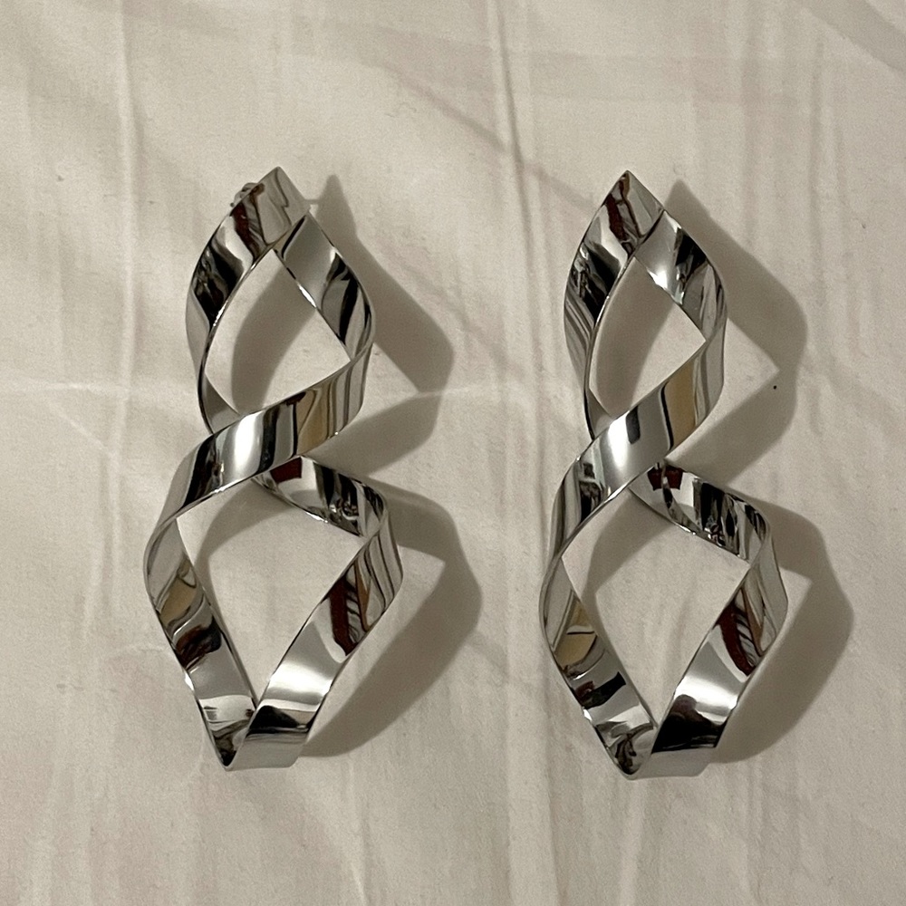 Topshop large helix shape large silver metal earrings